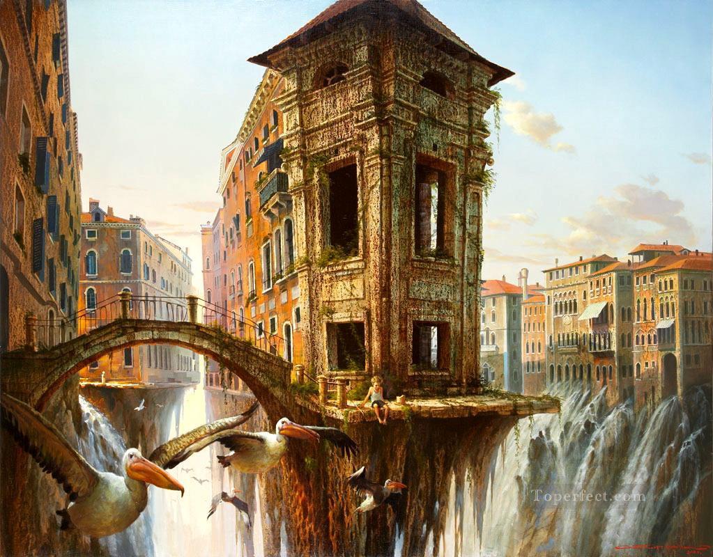 Cristina Faleroni fantastic cityscape Oil Paintings